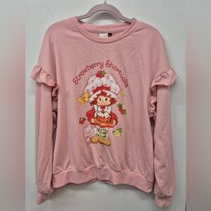 Strawberry Shortcake Women's Pink Sweatshirt Ruffles Large